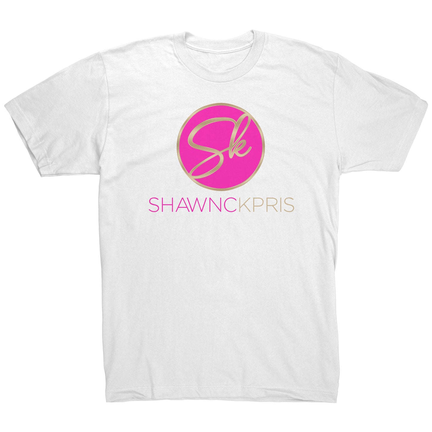 Shawnc Kpris- White T-shirt with Pink Logo