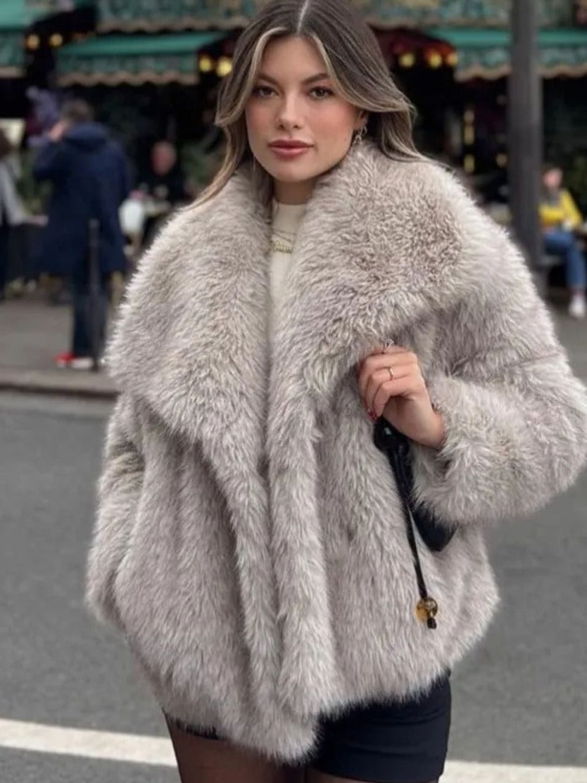Faux Fur Plush Fluffy Coat