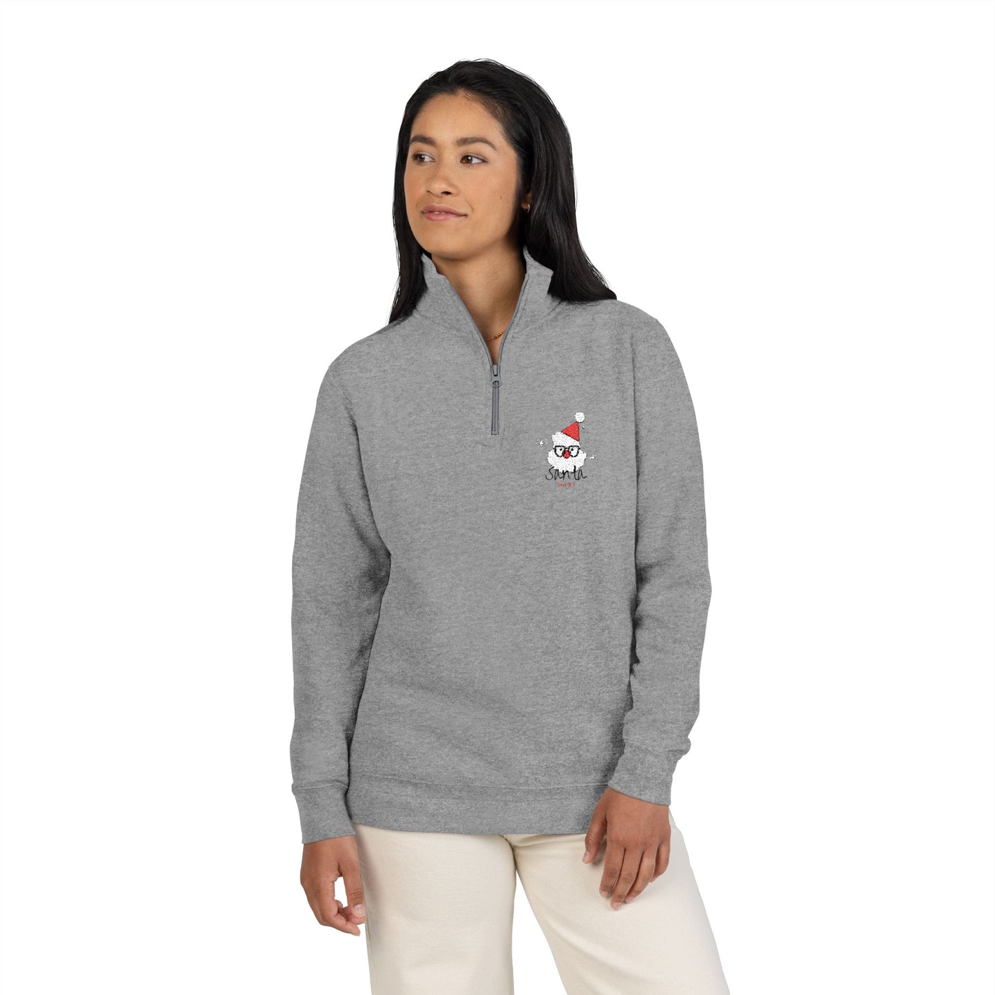 Santa Baby Embroidered Quarter Zip Fleece Pullover