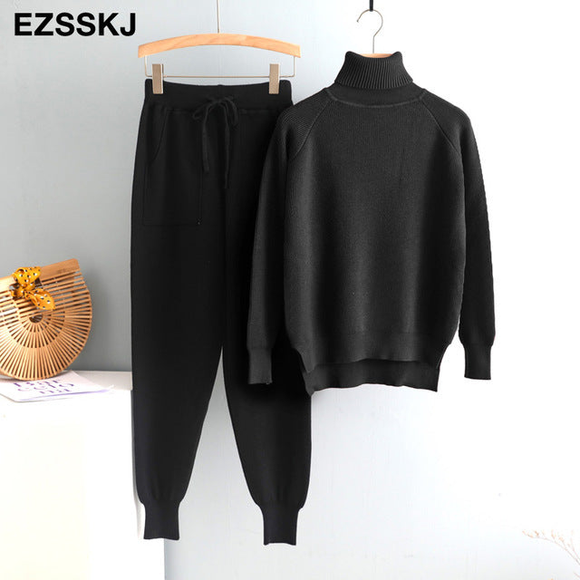 2 Pieces Knitted TurtleneckTracksuit