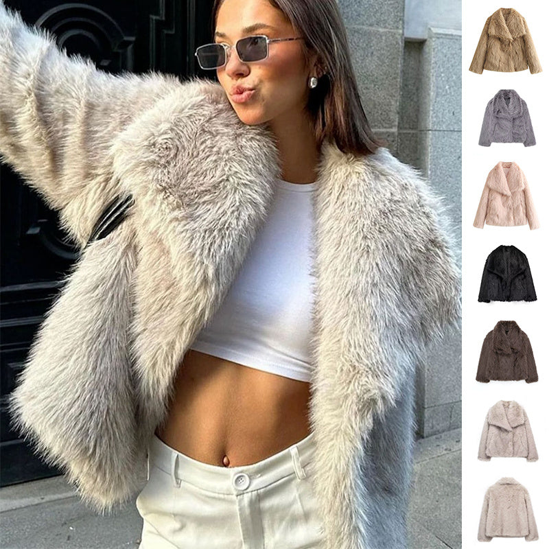 Faux Fur Plush Fluffy Coat