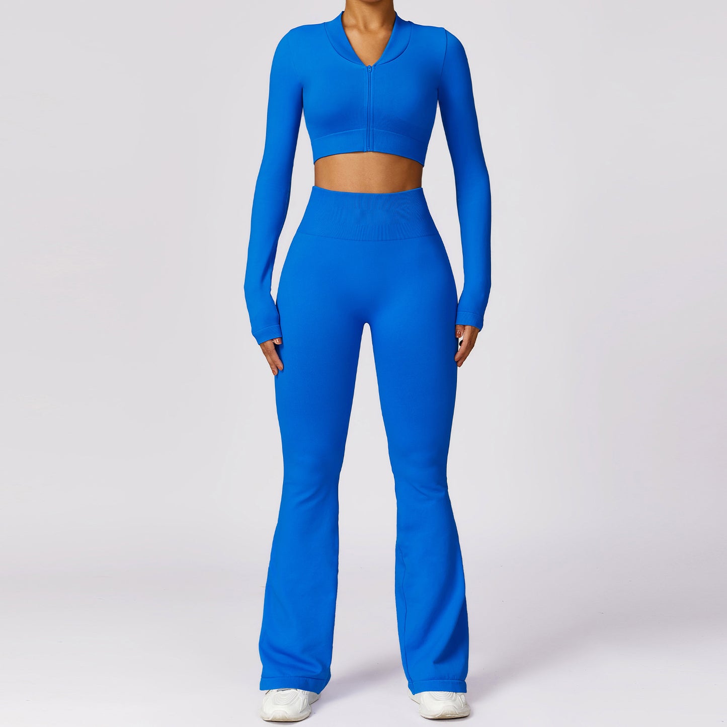 Fall Cropped Seamless Long-sleeved Yoga Flare pants set