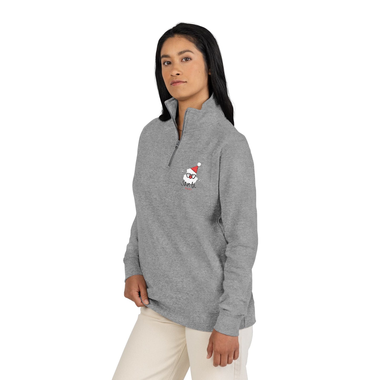 Santa Baby Embroidered Quarter Zip Fleece Pullover