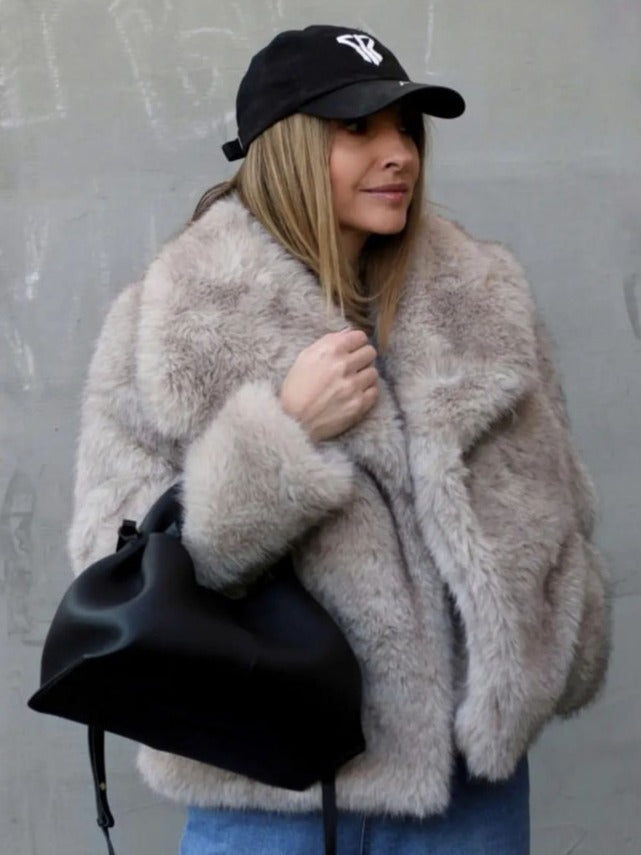 Faux Fur Plush Fluffy Coat
