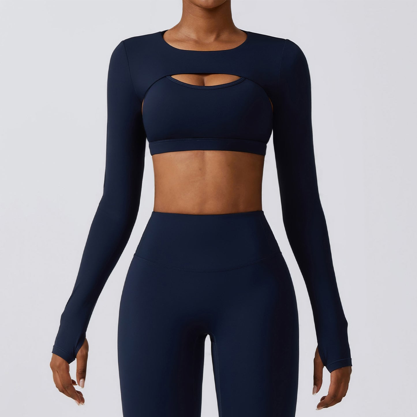 Long Sleeve Crop Nude Feel Workout Set