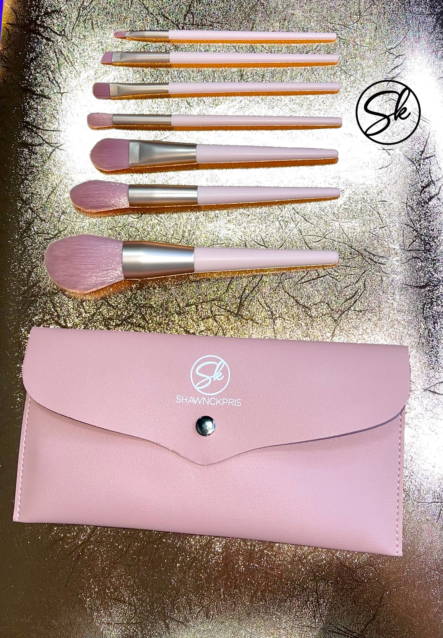 7 piece Nude Brush Set with makeup bag