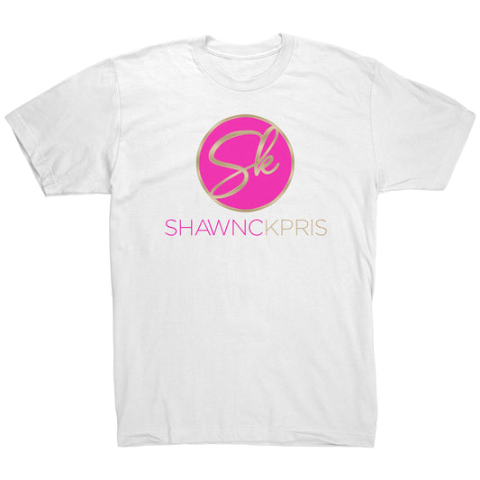 Shawnc Kpris- White T-shirt with Pink Logo