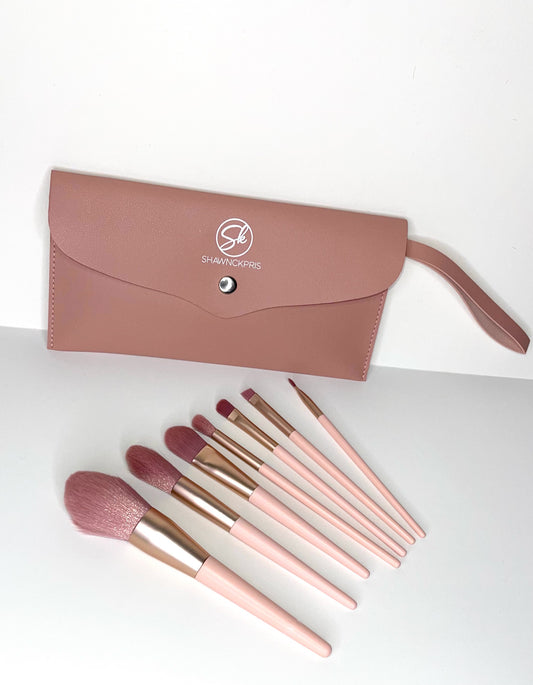 7 piece Nude Brush Set with makeup bag